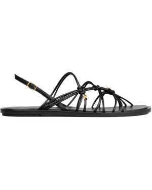 Celine Knots Triomphe Flat Sandal - Black