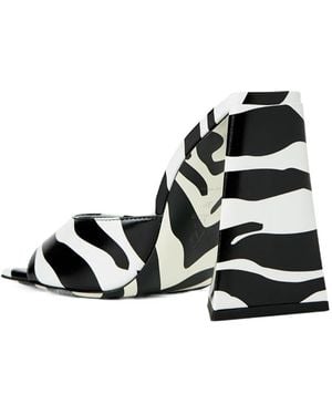 The Attico Devon Zebra-Print 115Mm Mules - Black