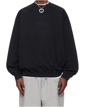 Vetements Paris Embroidered Long-Sleeve Sweatshirt - Black