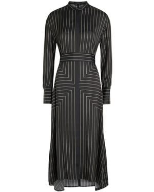 JOSEPH Striped Silk-Blend Midi Shirt Dress - Black