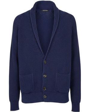 Tom Ford Ribbed Knit Cardigan - Blue