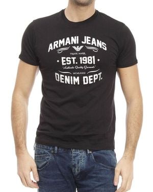 Armani Jeans Printed T-Shirt With Round Neck - Black