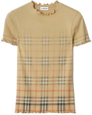 Burberry Letty Check Knit Top - White