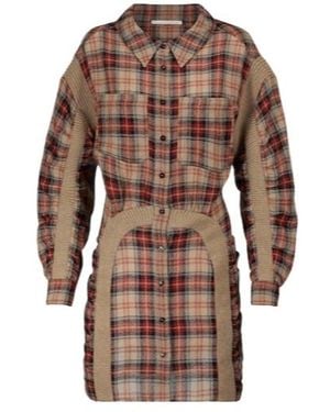 Stella McCartney Checked Wool Shirt Minidress - Brown