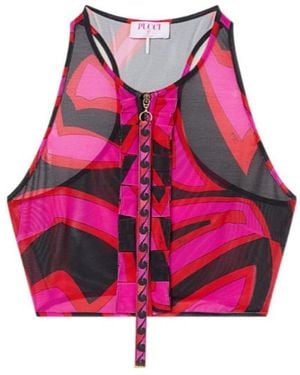 PUCCI Pucci Marmo Mesh Racerback Crop Top - Pink