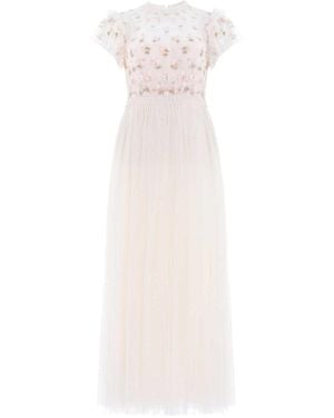 Needle & Thread Rococo Floral-Embroidered Gown - White
