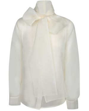P.A.R.O.S.H. Bow-Tie Long-Sleeve Blouse - White
