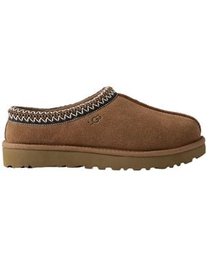 UGG Tasman Embroidered Shearling Slippers - Brown