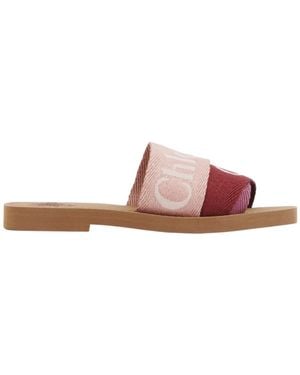 Chloé Chloé Woody Logo Detailed Sandals - Pink
