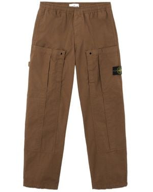 Stone Island Compass-Badge Elasticated Waistband Trousers - Brown