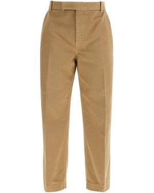 Thom Browne Camel Cotton Chino Pants With Tricolor Ribbon - Natural