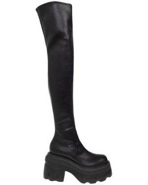 Casadei Round-Toe Thigh-High Platform Boots - Black