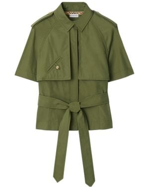 Burberry Cropped Cotton Poplin Trench Shirt - Green