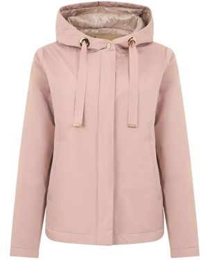 Herno Zip-Up Drawstring Hooded Jacket - Pink