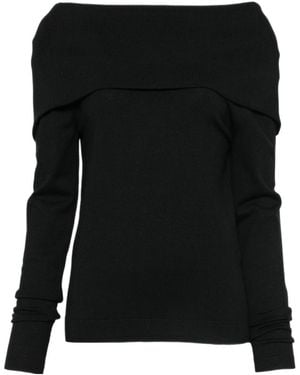 Semicouture Off-The-Shoulder Knit Jumper - Black