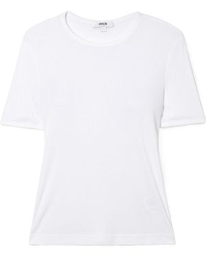 Agolde Abbie Ribbed Stretch Plain Fabric T-Shirt - White