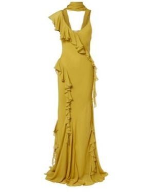 De La Vali Mayara Ruffled Georgette Gown - Yellow