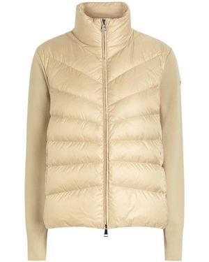 Moncler Quilted Shell And Wool-Knit Cardigan - Natural