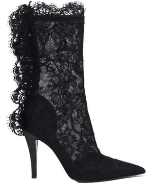 McQueen Heron Lace Boots - Black
