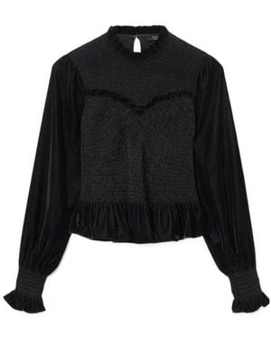 AllSaints Juno Shirred Top - Black