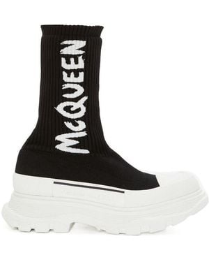 McQueen Logo Intarsia Chunky Sock Sneakers - Black