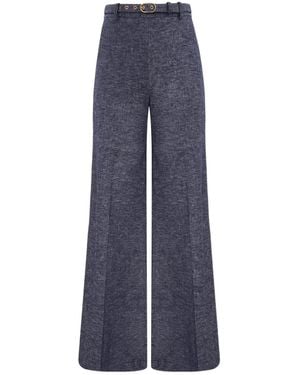 Zimmermann Hypnotic Belted Flared Trousers - Blue