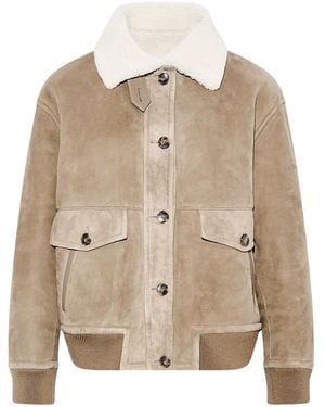 Yves Salomon Lamb Shearling Bomber Jacket - Natural