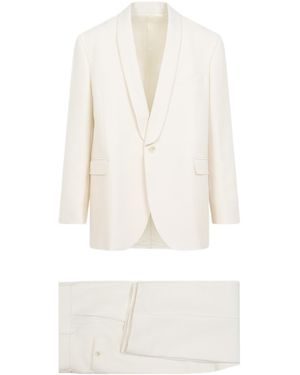 Celine Long-Sleeved Coat, Belt Loop Pants, Suit Set - White