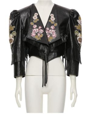 Valentino Long-Sleeved Leather Jacket - Black