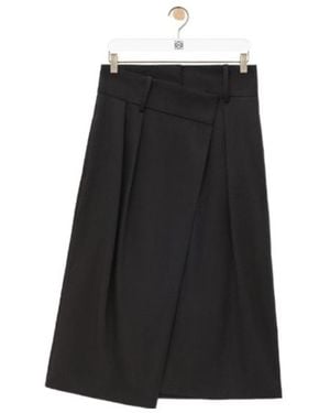 Loewe Asymmetric High-Waisted Wrap Skirt - Black