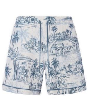 Amiri Chateau Palm Printed Shorts - Blue