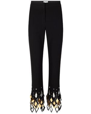 Rabanne Studded-Ankles Cropped Trousers - Black
