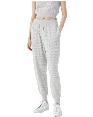 Brunello Cucinelli Cable-Knit Cashmere Track Trousers - White