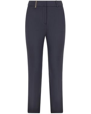 Peserico Slim Cotton Trousers - Blue