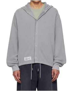 WOOYOUNGMI Open Front Hooded Sweatshirt - Grey