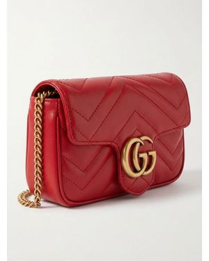 Gucci Interlocking G Marmont Shoulder Bag - Red