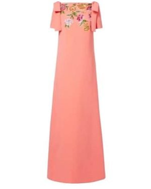 Carolina Herrera Bow-Detail Embellished Floral Gown - Pink