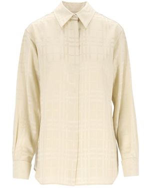Burberry Plaid Silk Shirt - Natural