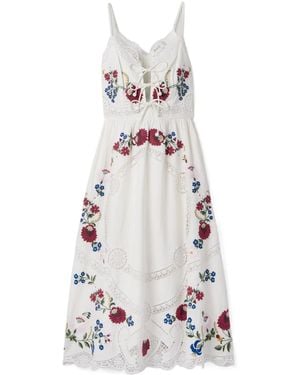 Sea Celia Broderie Anglaise Cotton And Linen-Blend Midi Dress - White