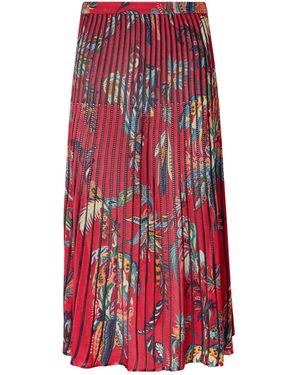 Etro Floral And Paisley-Print Knitted Midi Skirt - Red