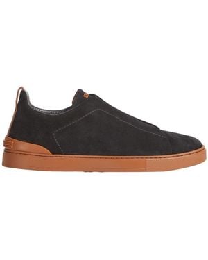 ZEGNA Triple Stitch Low-Top Trainers - Black