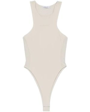 Patrizia Pepe Mesh-Panel Tank Top Bodysuit - White