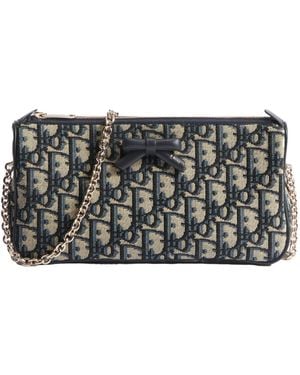 Dior Oblique Bow Pouch With Chain - Black