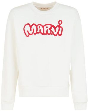 Marni Cartoon-Logo Cotton Jumper - White