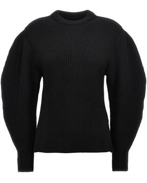 Jil Sander Crewneck Puff-Sleeved Jumper - Black