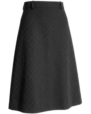 Gucci Gg Cotton Blend Midi Skirt - Black