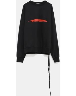 Ann Demeulemeester Feather-Printed Crewneck Sweatshirt - Black