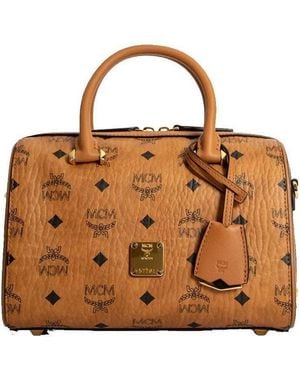 MCM All-Over Logo Print Tote Bag - Brown