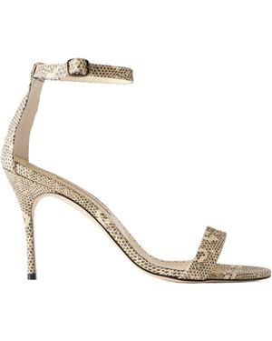Manolo Blahnik Snake-Effect Leather Sandals - Metallic
