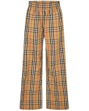 Burberry Check Trousers - Natural